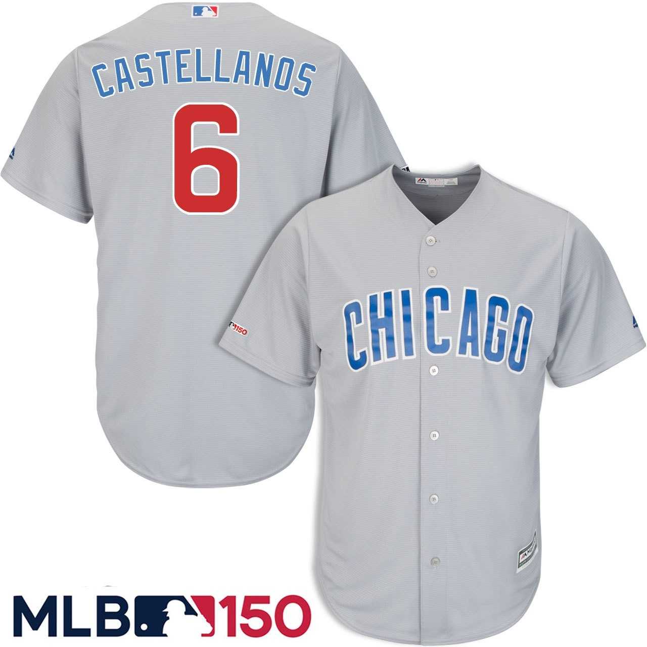 Cubs 6 Nick Castellanos Gray 150th Patch Cool Base Jersey Dzhi,We sell and wholesale Cubs 6 Nick Castellanos Gray 150th Patch Cool Base Jersey Dzhi on line form chian!
